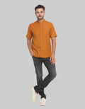 Larusso Kemeja Pria Basic Oxford Rami Kerah Shanghai Pendek