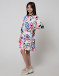 Nevada Sport Short Sleeve Midi Dress Full Print Grafitty