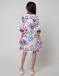Nevada Sport Short Sleeve Midi Dress Full Print Grafitty