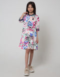 Nevada Sport Short Sleeve Midi Dress Full Print Grafitty
