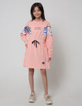 Nevada Sport Long Sleeve Midi Dress Serut Pinggang With Grafitty