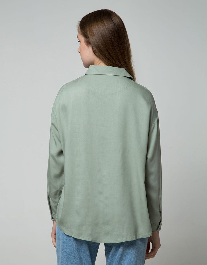 Nevada Long Sleeve Shirt Top Oversize With Pocket