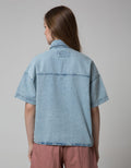 Nevada Women Short Sleeve Shirt Top Denim