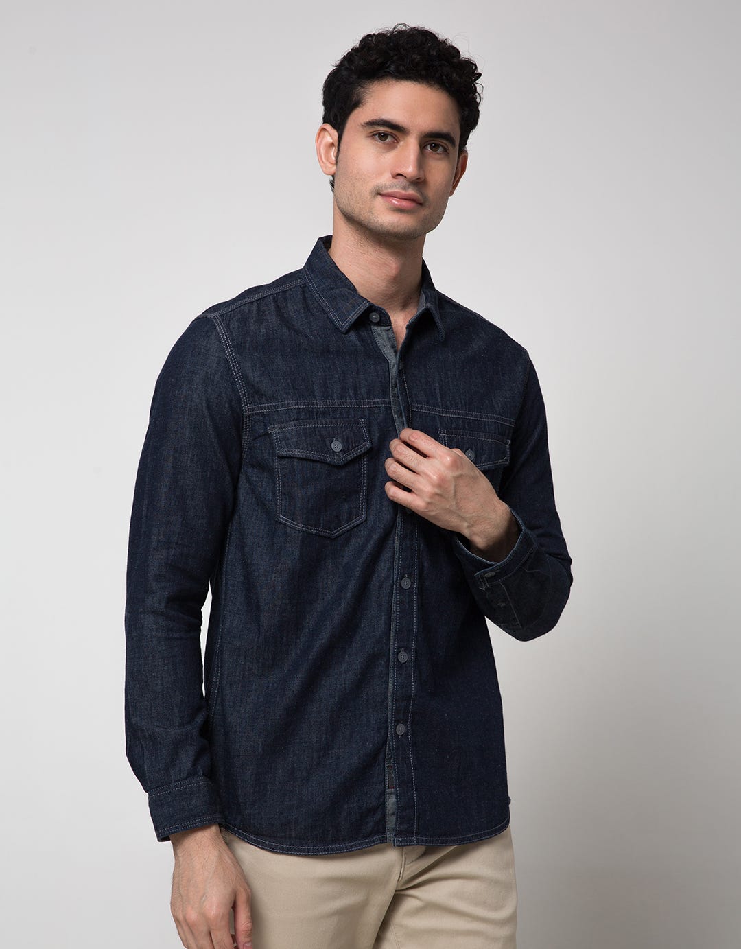 Watchout Jeans Long Sleeve Denim Look Shirt