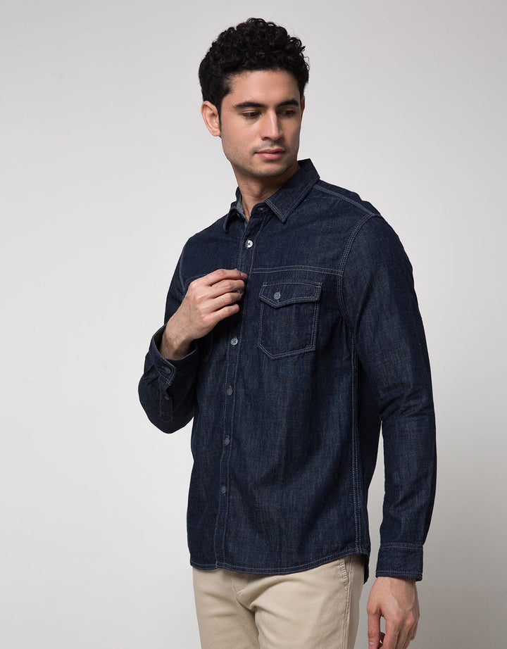 Watchout Jeans Long Sleeve Denim Look Shirt