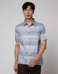 Watchout! Casual Short Sleeve Shirts Motif Stripe
