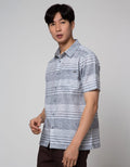 Watchout! Casual Short Sleeve Shirts Motif Stripe