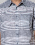 Watchout! Casual Short Sleeve Shirts Motif Stripe