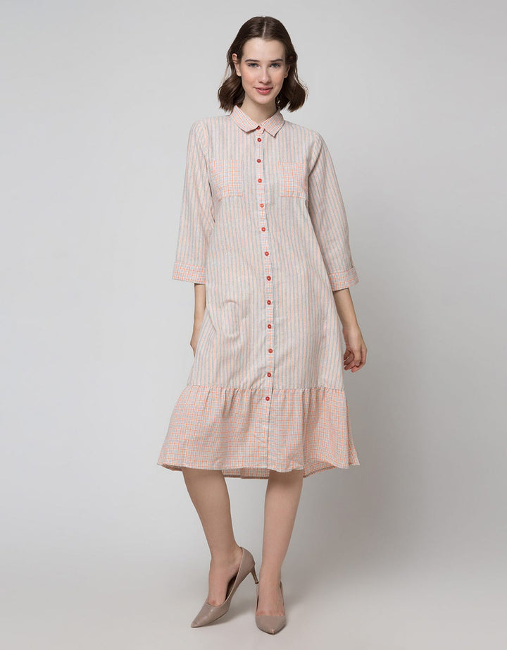Triset Ladies Stripe Motif Kombinasi Dress