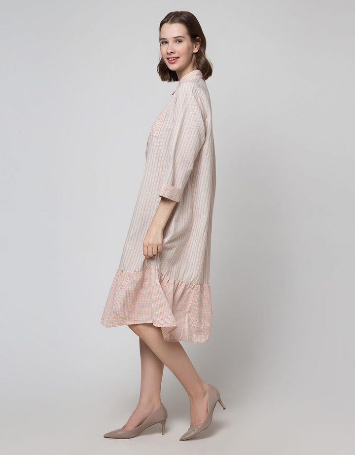 Triset Ladies Stripe Motif Kombinasi Dress