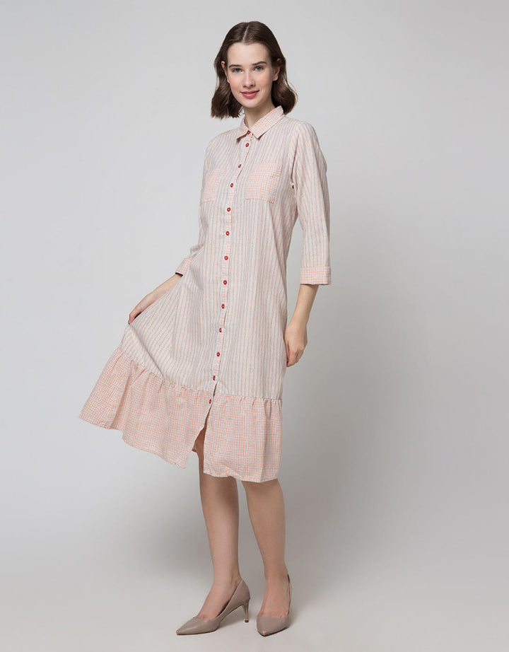 Triset Ladies Stripe Motif Kombinasi Dress