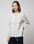 Triset Ladies Check V Neck Blouse for Women
