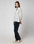 Triset Ladies Check V Neck Blouse for Women