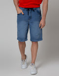 Nevada Denim Short Pants Rubber Waist Destroy