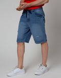 Nevada Denim Short Pants Rubber Waist Destroy