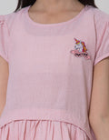 Kidz Too Short Sleeve Midi Dress Salur Bordir Unicorn Geber