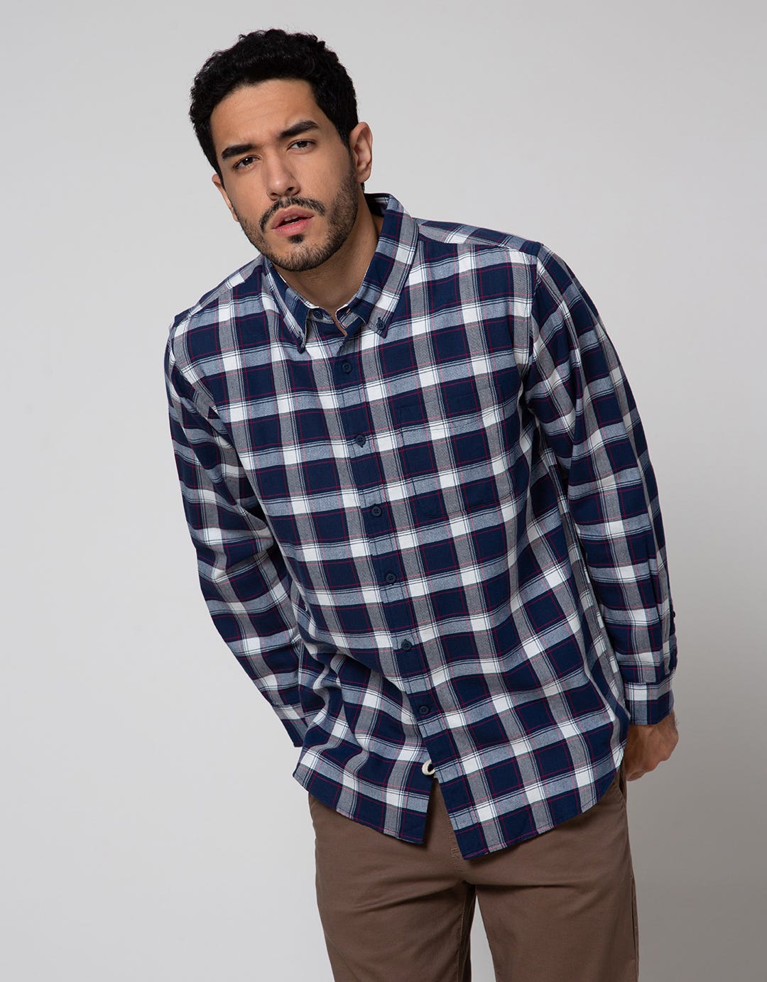 Cole Long Sleeve Shirt Woven Medim Check