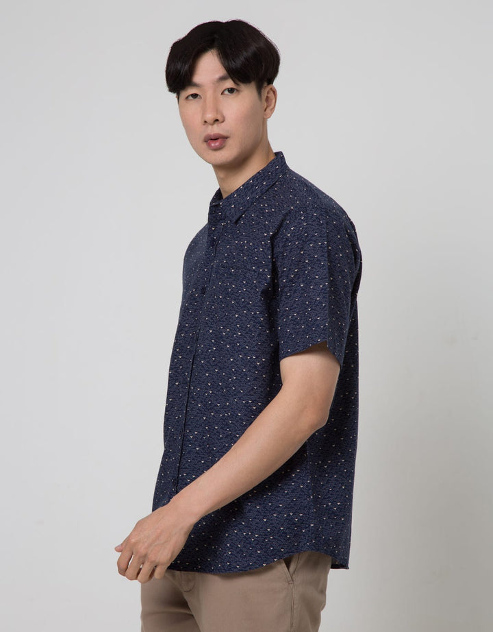 Cole Short Sleeve Shirt Woven Slub Geo