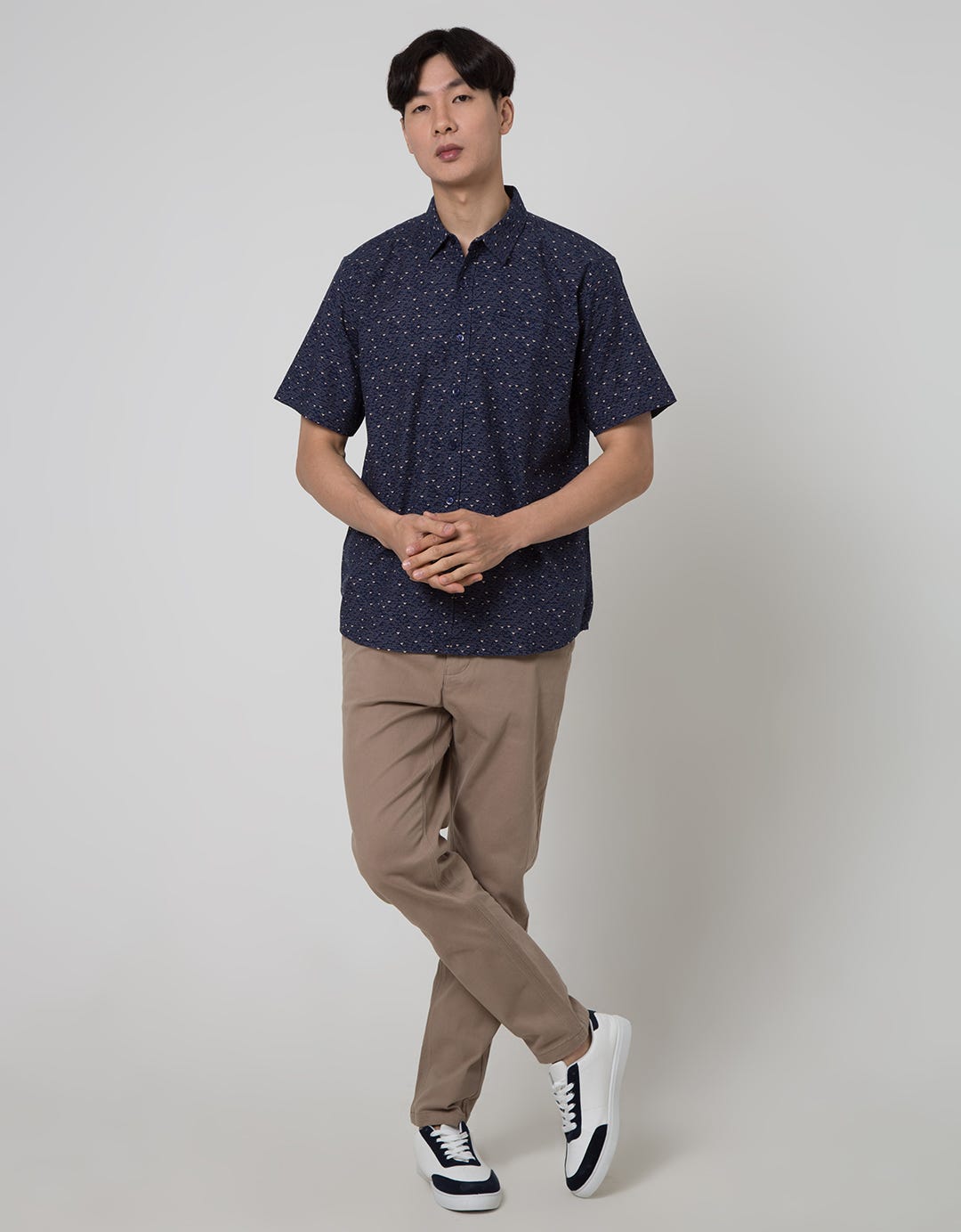 Cole Short Sleeve Shirt Woven Slub Geo