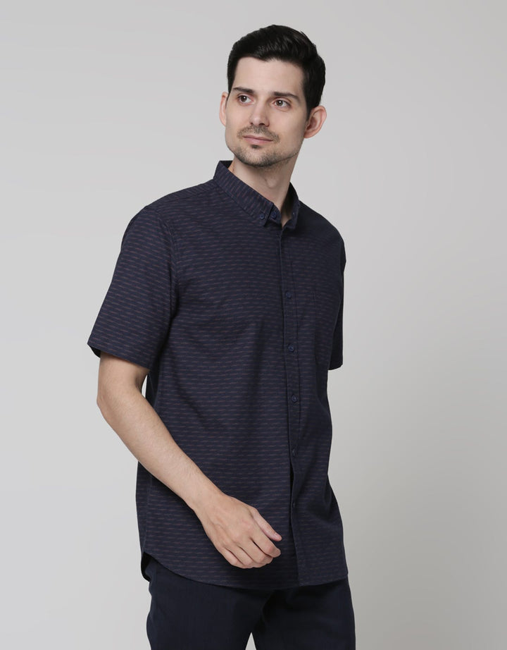 Cole Short Sleeve Shirt Woven Slub Print