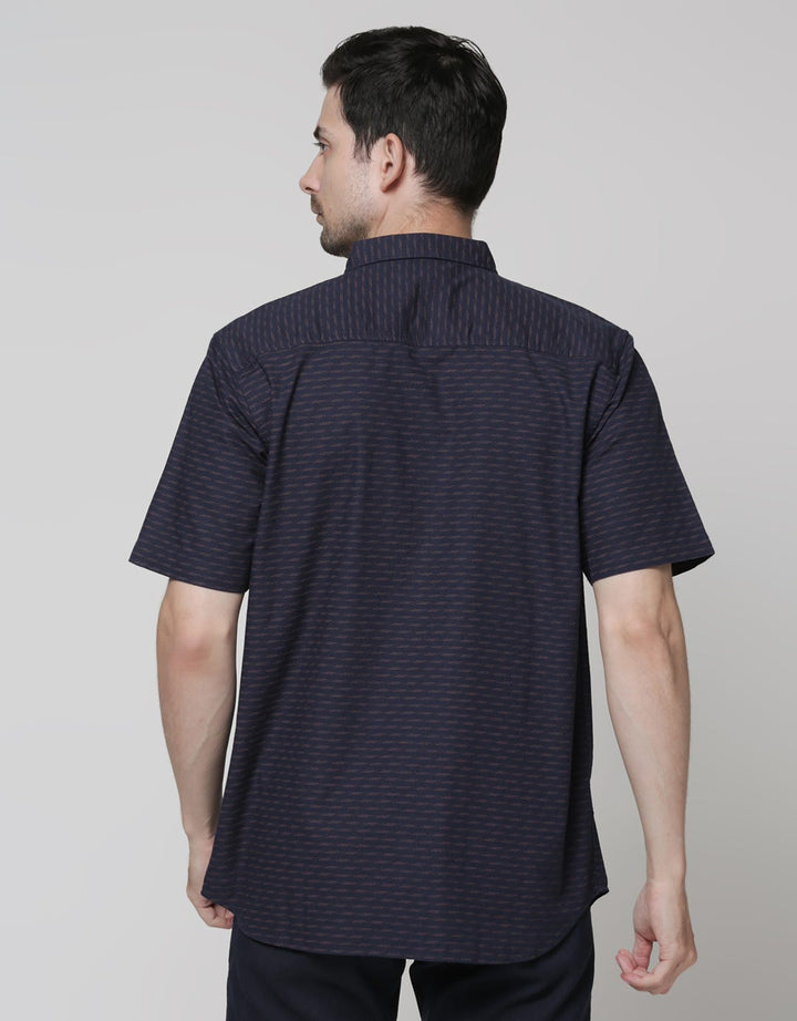Cole Short Sleeve Shirt Woven Slub Print