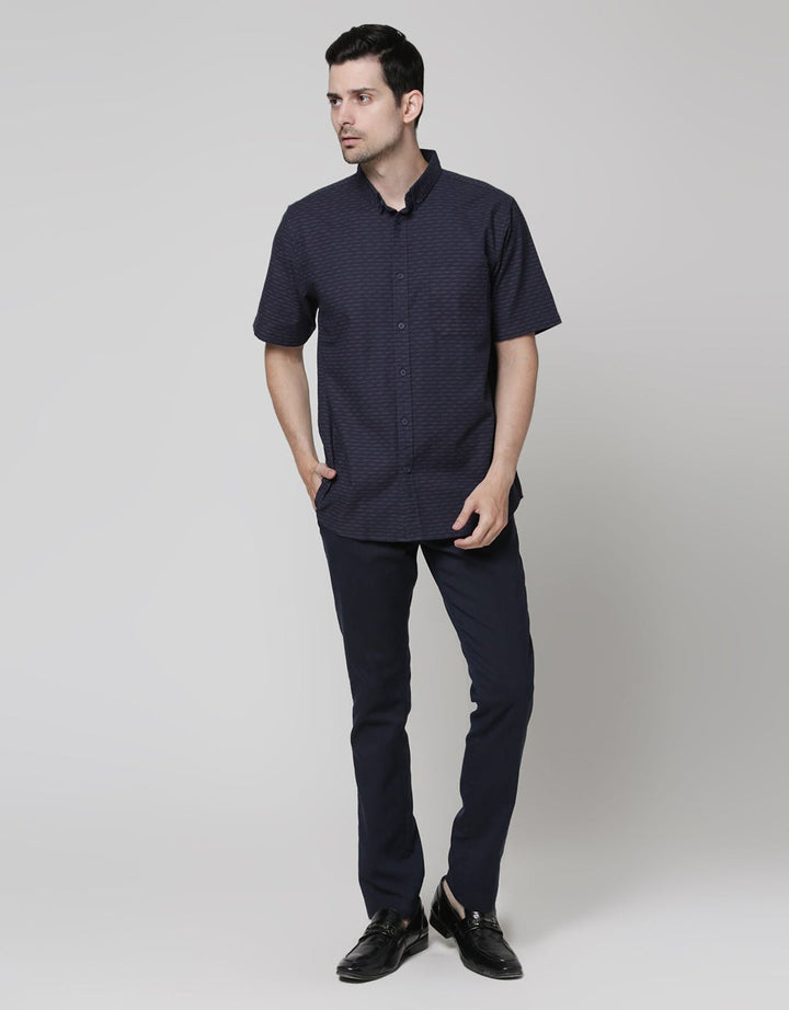 Cole Short Sleeve Shirt Woven Slub Print