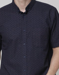 Cole Short Sleeve Shirt Woven Slub Print