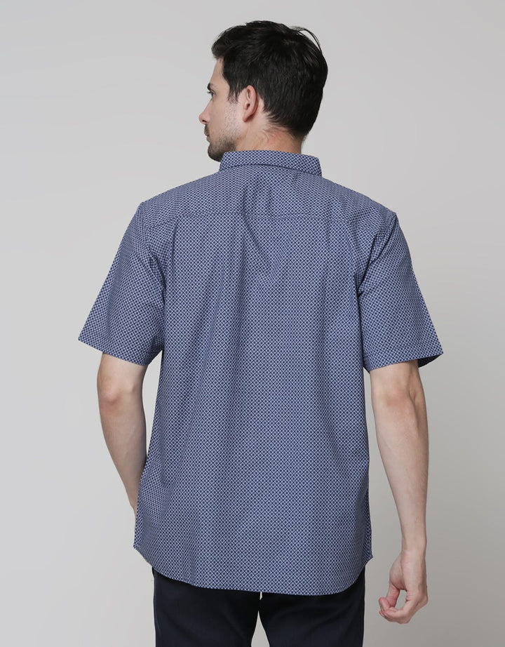 Cole Short Sleeve Shirt Woven Print Geo Slub