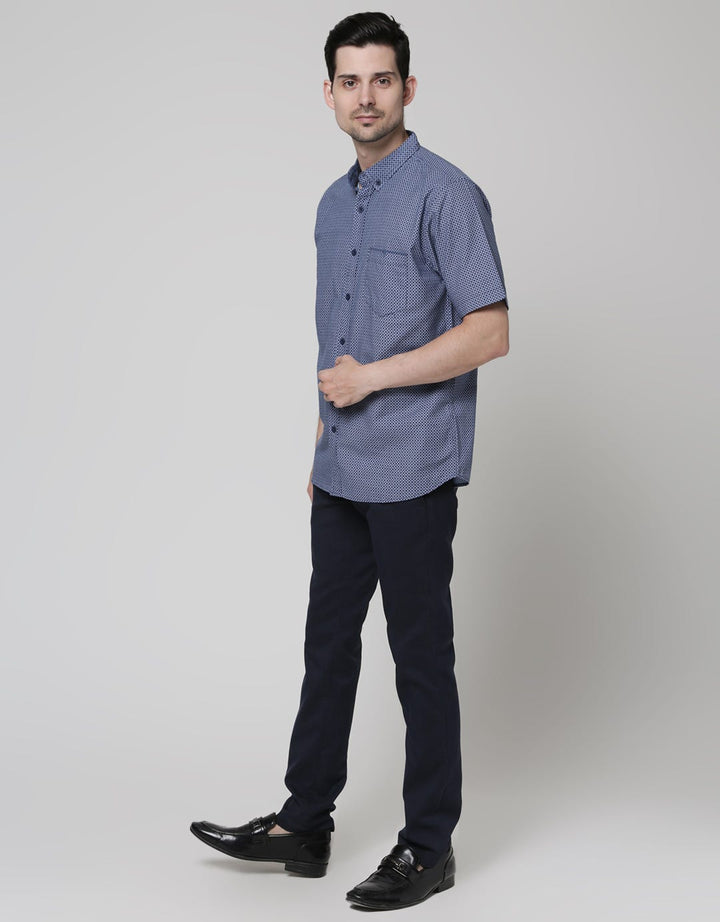 Cole Short Sleeve Shirt Woven Print Geo Slub