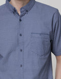 Cole Short Sleeve Shirt Woven Print Geo Slub