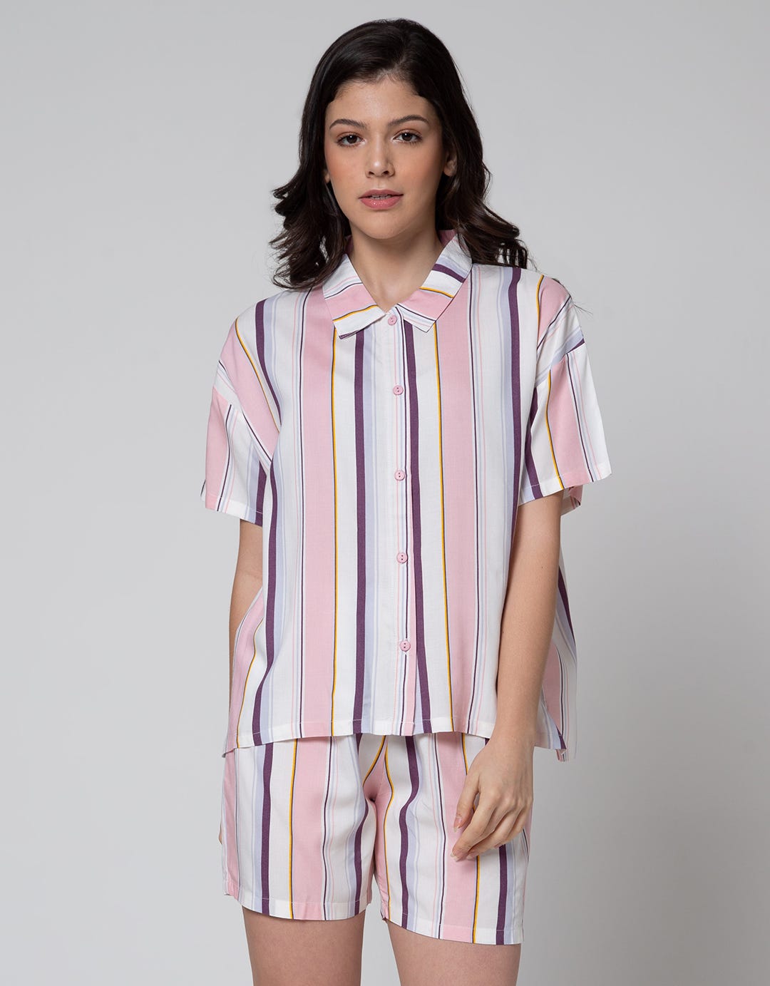 Nevada Short Sleeve Pyjama Shorts Stripe