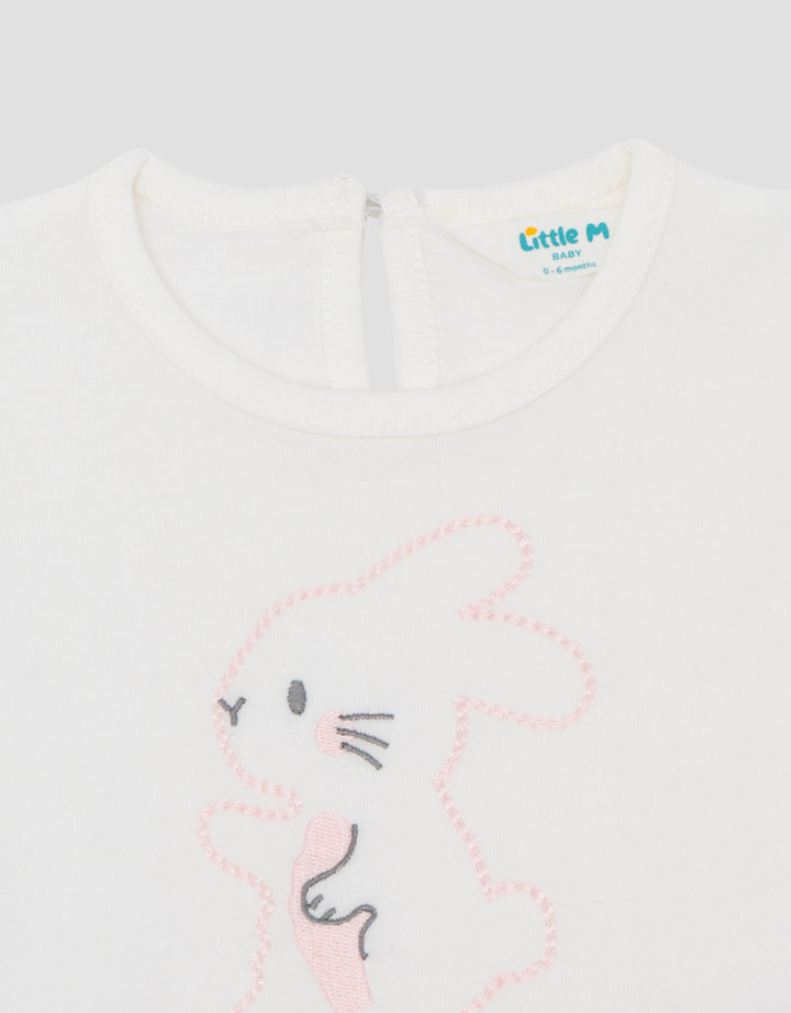 Little M Embro Bunny With Woven Baloon Kaos Bayi