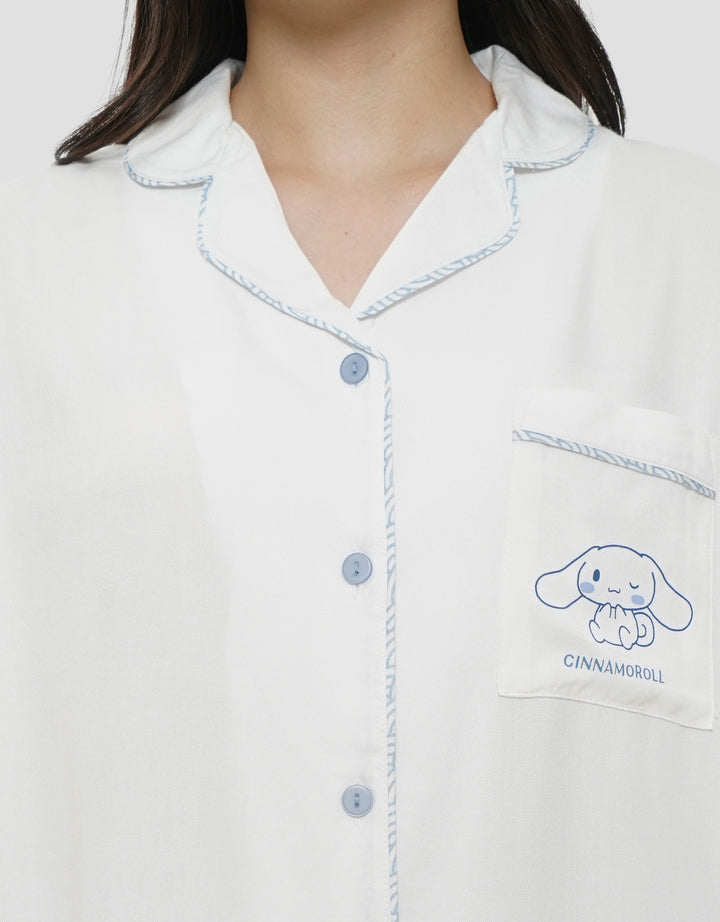 SUKO SANRIO PRINT POCKET CINNAMOROLL SETELAN PIYAMA WANITA
