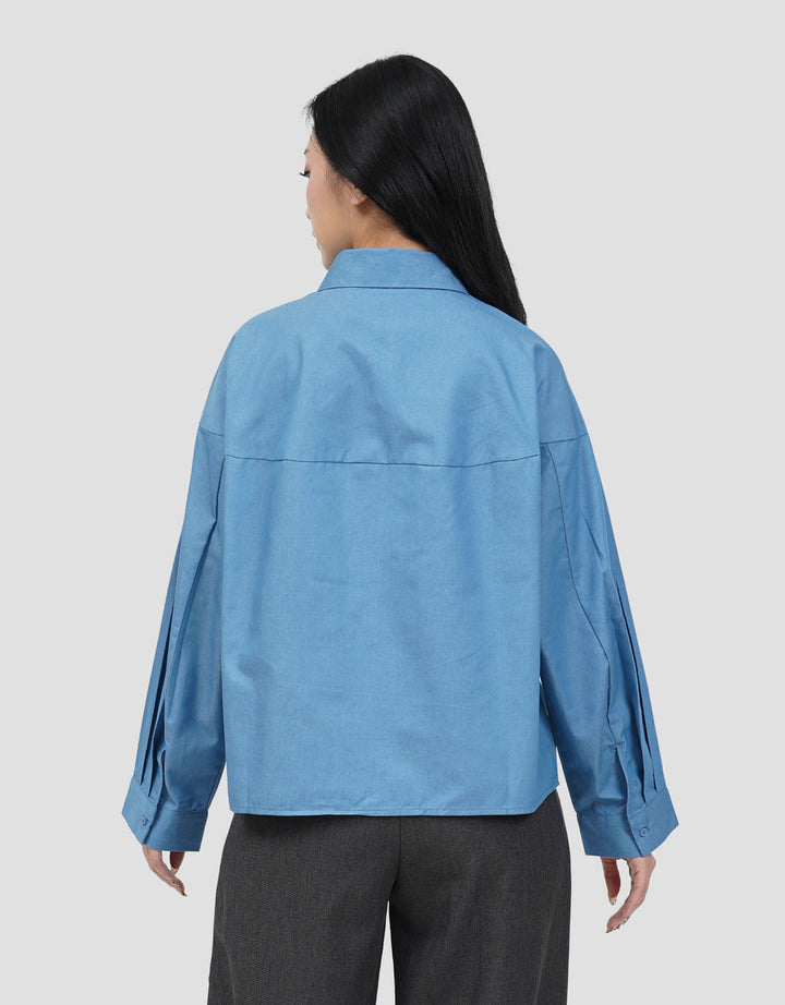 CONNEXION COCOON DENIM LOOK KEMEJA WANITA