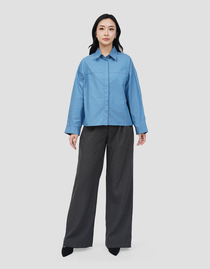CONNEXION COCOON DENIM LOOK KEMEJA WANITA