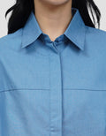 CONNEXION COCOON DENIM LOOK KEMEJA WANITA