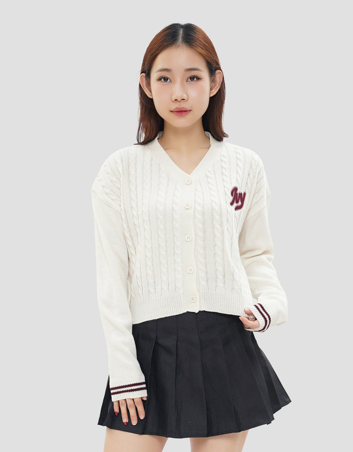 NEVADA CROP FLAT KNIT CABLE WITH EMBRO JAKET WANITA