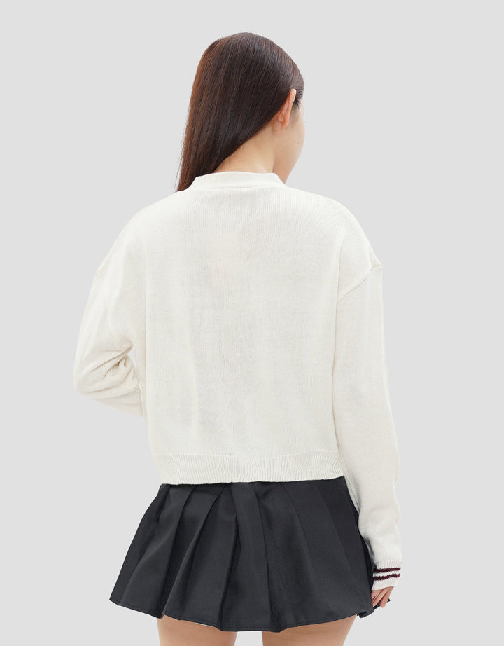 NEVADA CROP FLAT KNIT CABLE WITH EMBRO JAKET WANITA