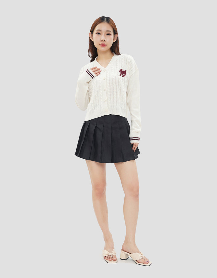 NEVADA CROP FLAT KNIT CABLE WITH EMBRO JAKET WANITA