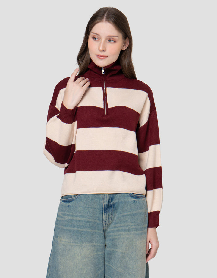 NEVADA FLAT KNIT STRIPE BOXY SWEATER WANITA