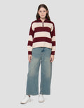 NEVADA FLAT KNIT STRIPE BOXY SWEATER WANITA