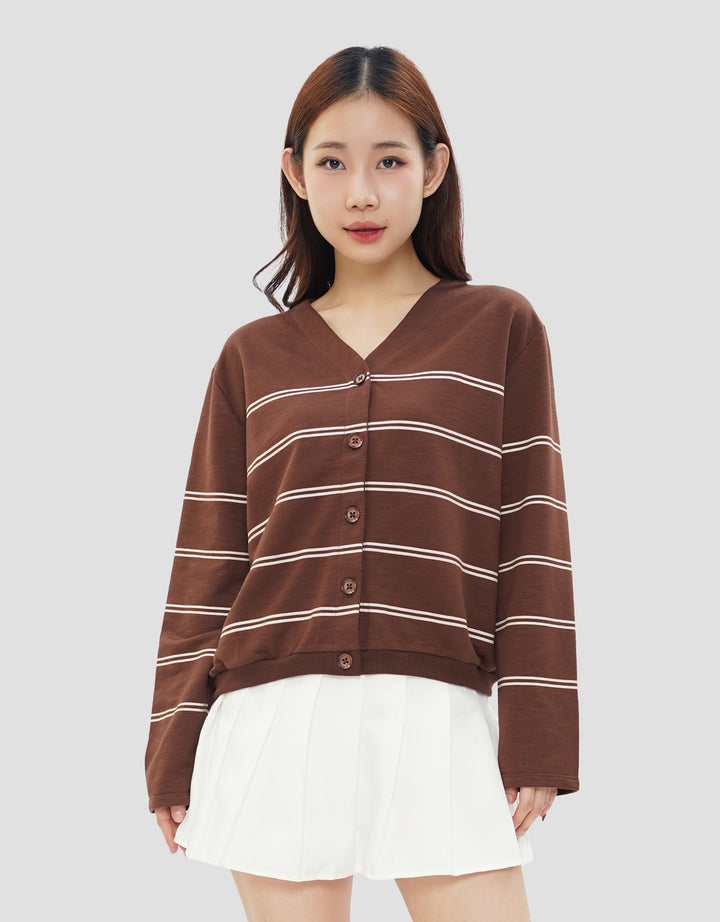 CONNEXION CLUB STRIPE V NECK CARDIGAN WANITA