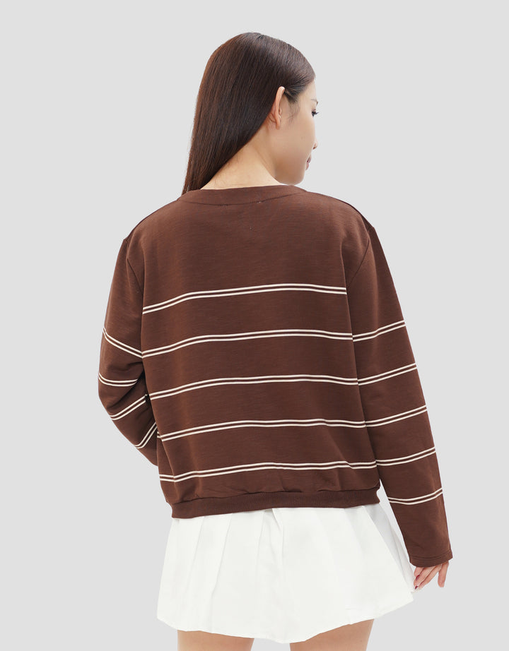 CONNEXION CLUB STRIPE V NECK CARDIGAN WANITA