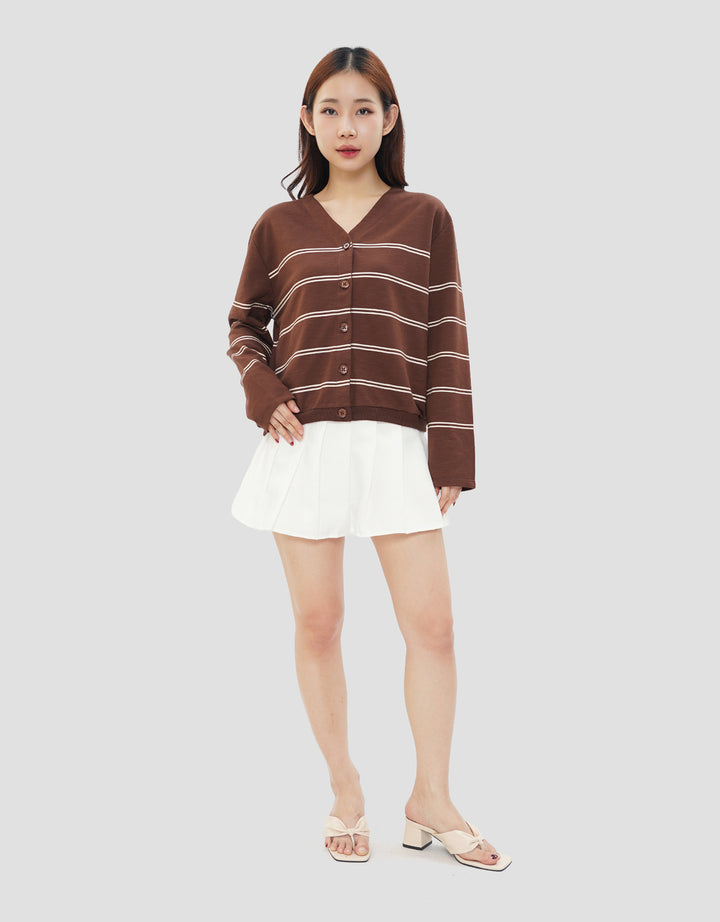 CONNEXION CLUB STRIPE V NECK CARDIGAN WANITA
