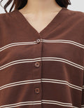 CONNEXION CLUB STRIPE V NECK CARDIGAN WANITA