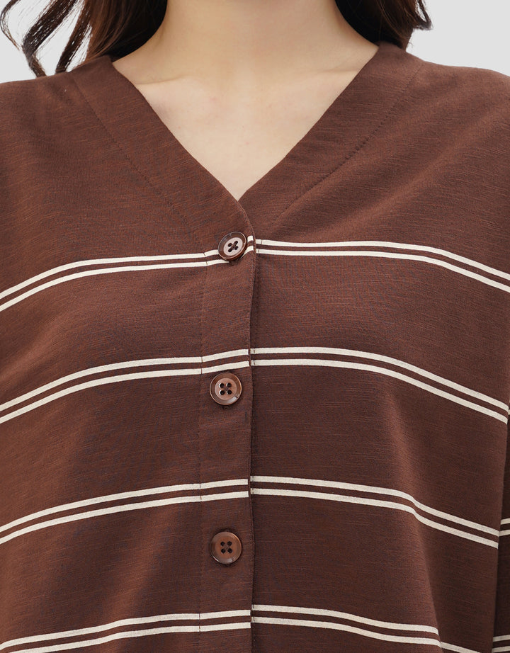 CONNEXION CLUB STRIPE V NECK CARDIGAN WANITA