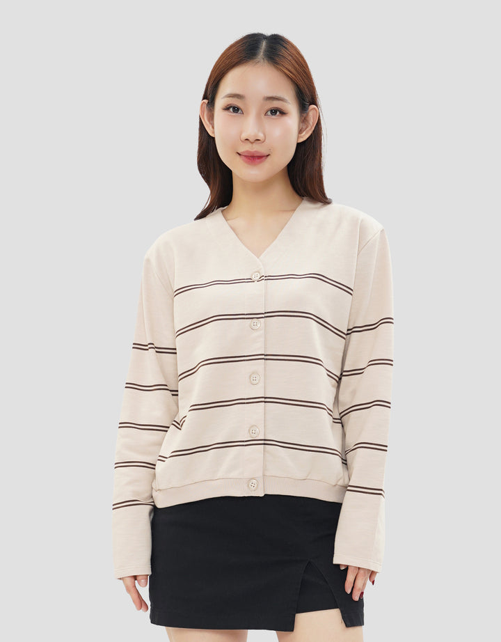 CONNEXION CLUB STRIPE V NECK CARDIGAN WANITA