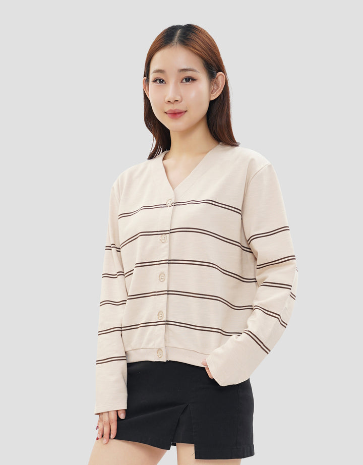CONNEXION CLUB STRIPE V NECK CARDIGAN WANITA