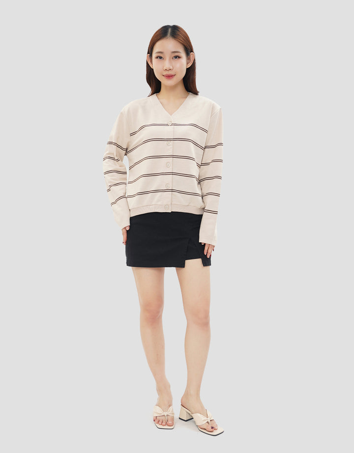 CONNEXION CLUB STRIPE V NECK CARDIGAN WANITA