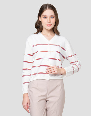 CONNEXION CLUB STRIPE V NECK CARDIGAN WANITA